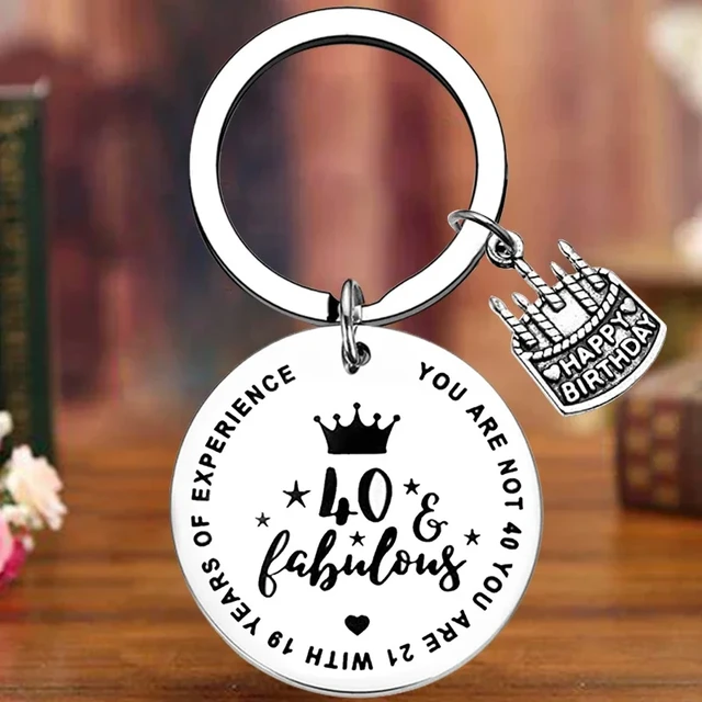 Portachiavi in metallo per il 40 ° compleanno regalo di buon 40 °  compleanno ciondolo portachiavi mamma sorella dolce 40 anni regali 40 e  regali favolosi - AliExpress