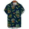Summer Fashion Men's Short Sleeve Shirt Hawaiian Coconut Tree Print Street Casual Seaside Vacation Oversized Men's Shirt Tops 2