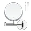 8" Rechargeable wall mounted LED makeup mirror 1X/10X magnification Double Sided Bathroom Mirror 2