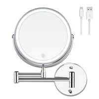 8" Rechargeable wall mounted LED makeup mirror 1X/10X magnification Double Sided Bathroom Mirror 2