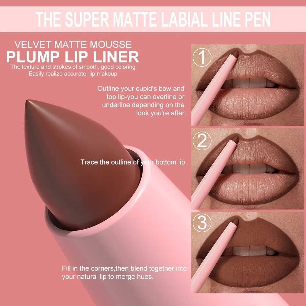 12Color Waterproof Lip Liner Pencil Dark Red Brown Lipstick Pencil Lip Outline Nude Matte Lipstick Crayon Contouring Tint Makeup 6