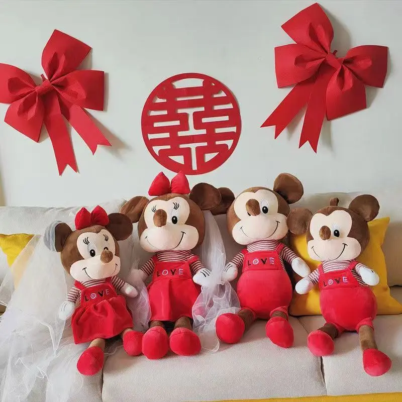 

Мультипликационная плюшевая игрушка Disney, 60 см, Микки и Минни, фотоподарок для подруг, кроватки, Креативные украшения, свадебный подарок, куклы для пар