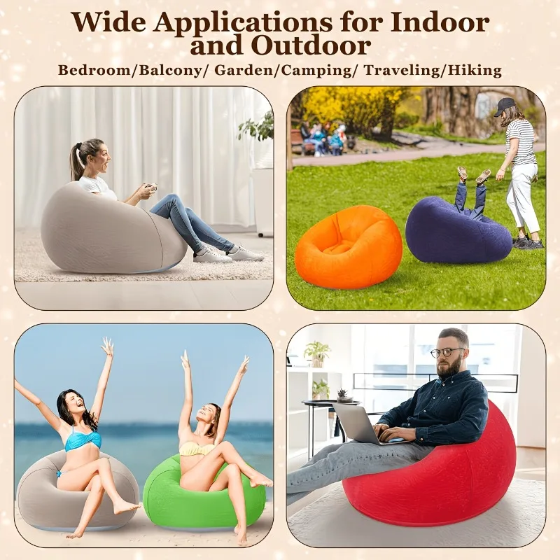 Grande Poltrona Gonfiabile - per Relax Interno ed Esterno | Lettino Gonfiabile Portatile per Campeggio, Spiaggia e Piscina - immagine 3