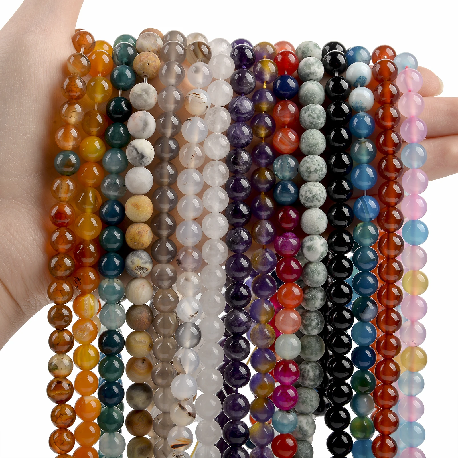 Natural Stone Beads Multicolor Tourmaline Tiger Eye Agates Glass Loose Spacer Beads For Jewelry Making DIY Bracelets Accessories 2