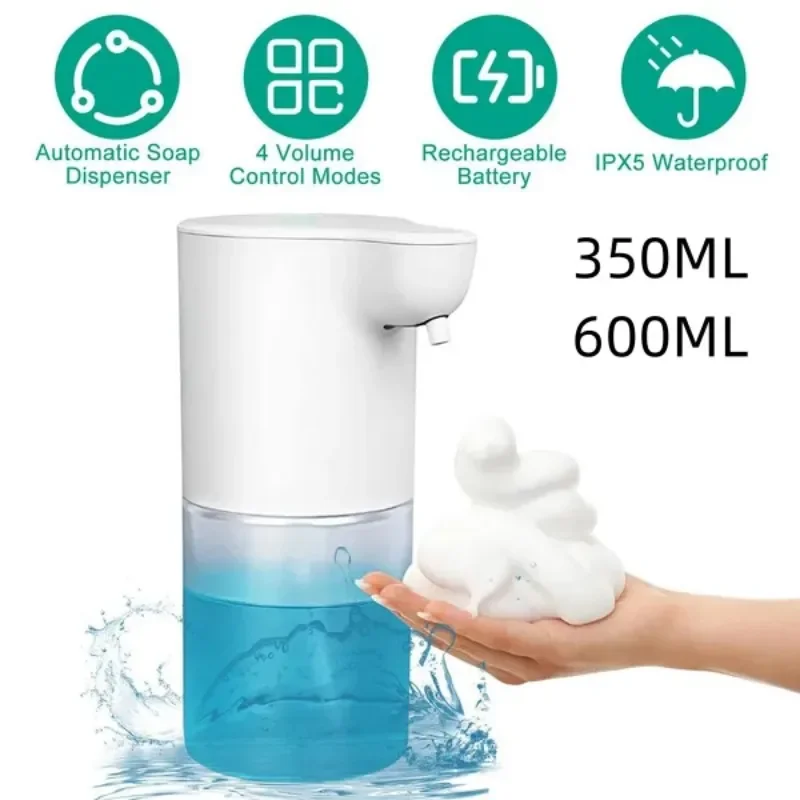 

New 300/600ML Automatic Touchless Sensor Foam Soap Dispensers Bathroom Smart Washing Hand Type-C Charging Household Dispenser