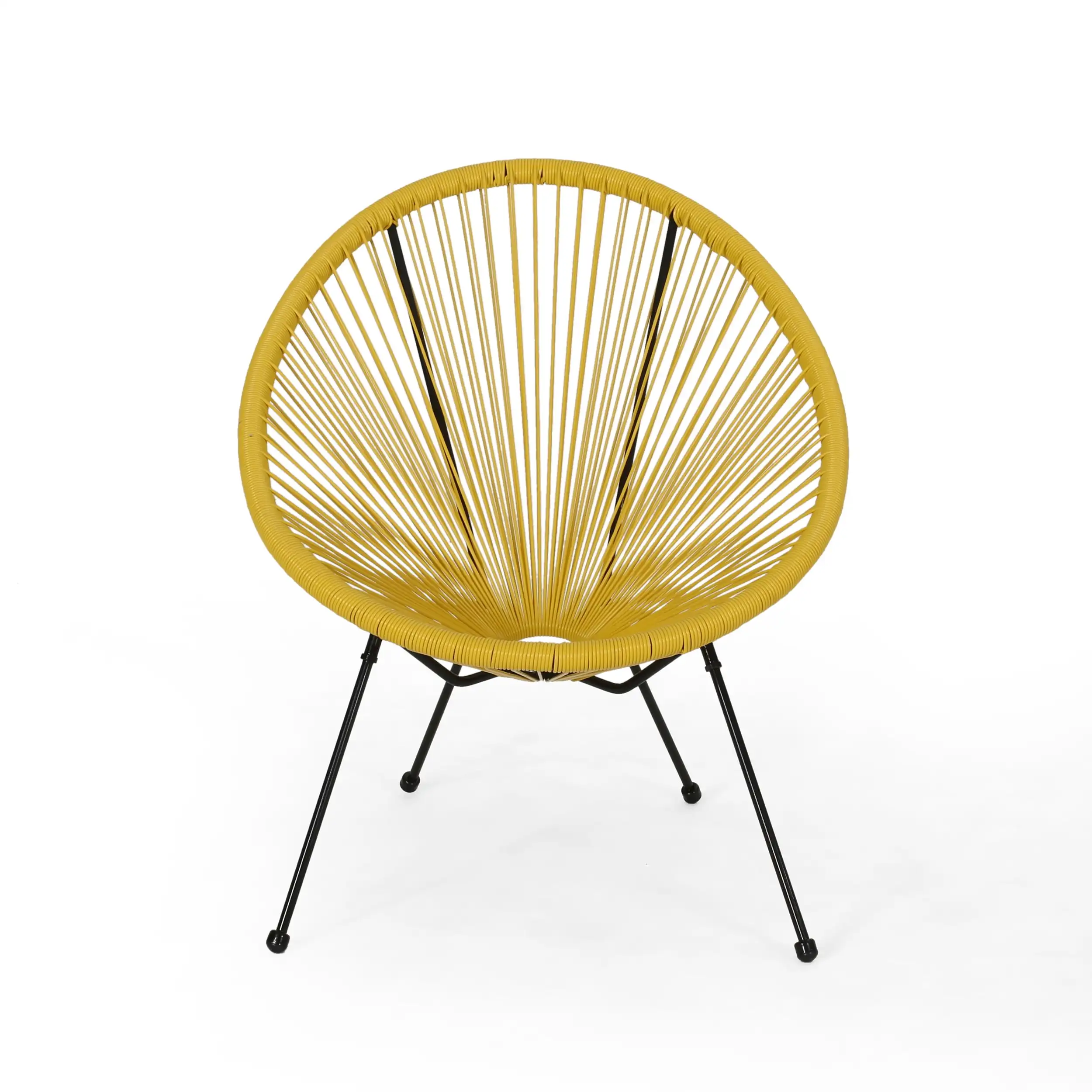 

Beckett Faux Rattan Woven Acapulco Outdoor Accent Chair, Yellow and Black