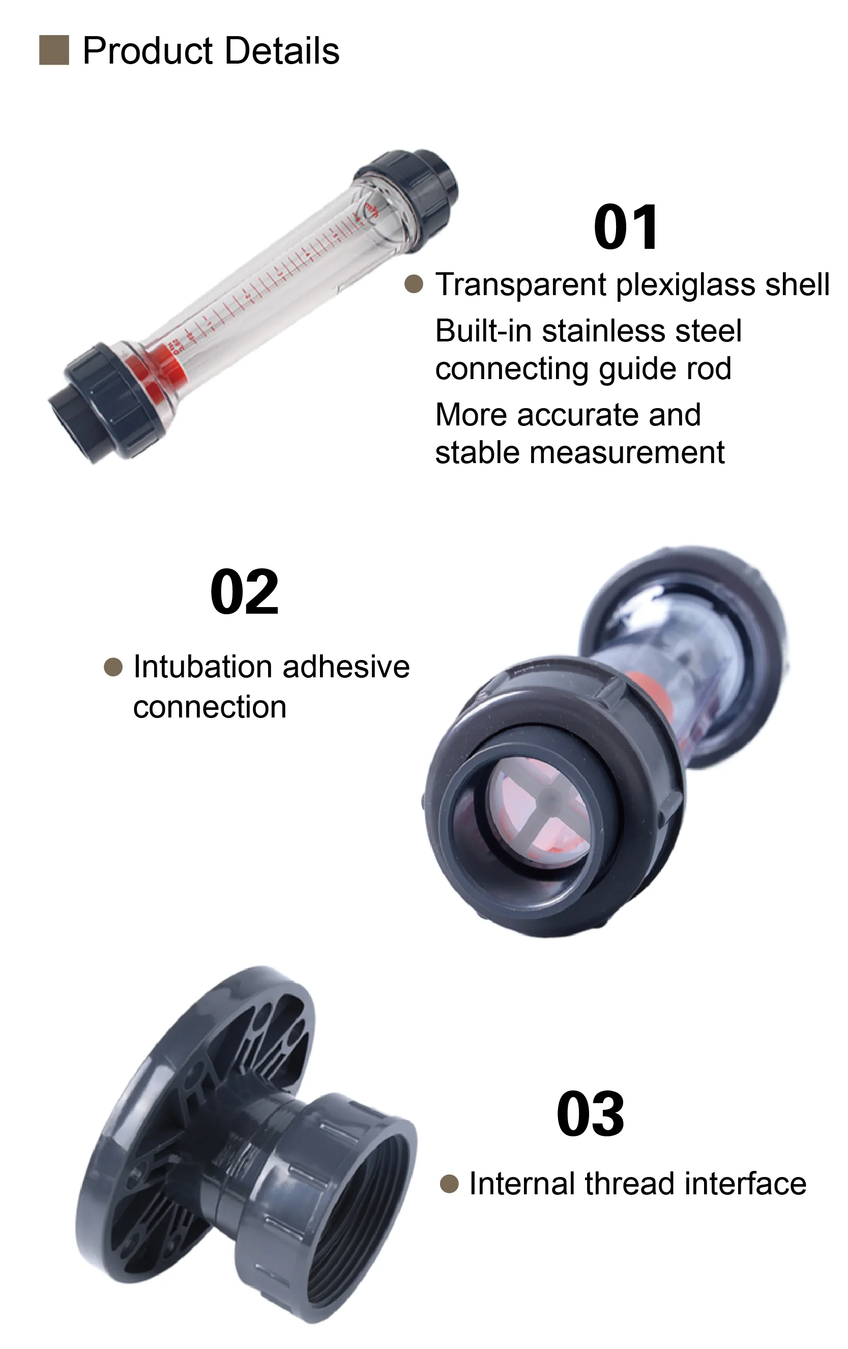LZS-15 DN15 Plastic Pipe Flow Meter Rotameter Inline Water Flow 100-1000L/H Vari