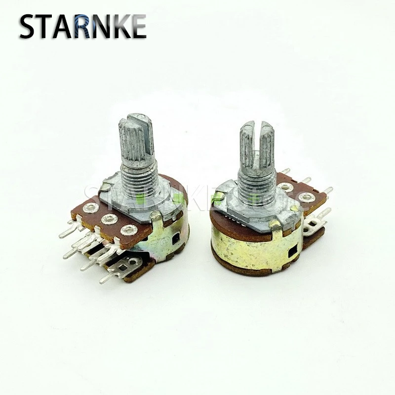 16 Type A20K Speaker Amplifier Speaker Volume Potentiometer 6-Pin Double 15mm Flower Shaft A203 2PCS