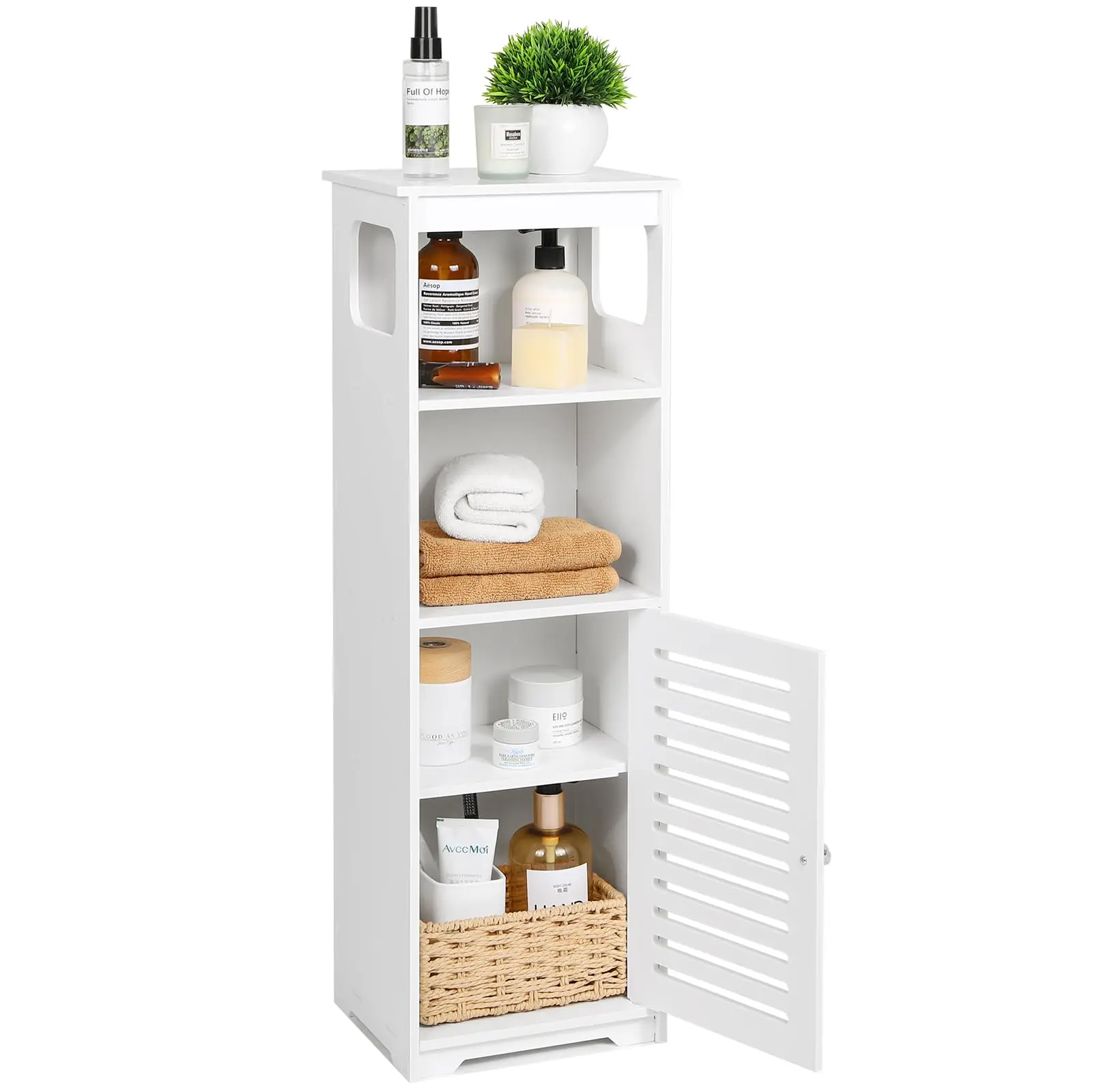 

Small Bathroom Storage Cabinet, White Floor Standing Storage Cabinet Home Storage Furniture Shelf, D/PJ