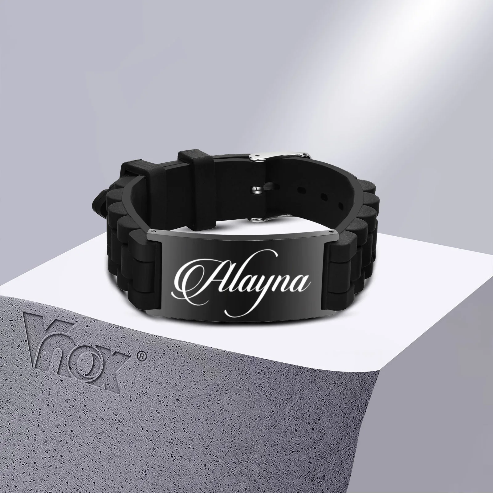 VnoxFreeCustomPersonalizedIDBraceletsforMenBoysStainlessSteel