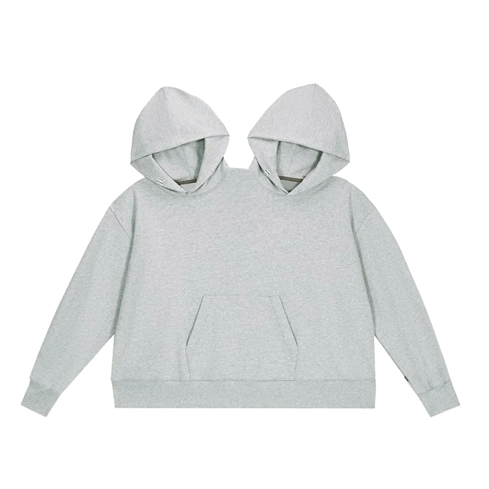 TIKTOK Same Hoodie Funny Couple Hooded Sweatshirt Oversize High Street Casual Pullover Fit Top For Two People Wearing Grey