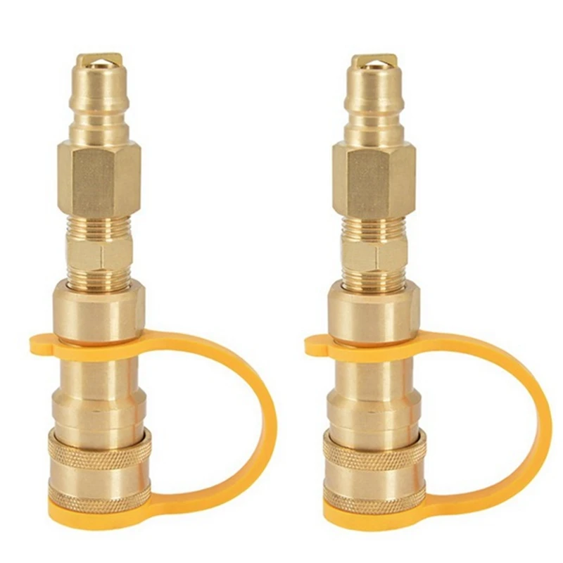 

2Piece 3/8 Inch Natural Gas Quick Connect Gas Tank Connection Adapter For LP Gas Propane Hose Quick Disconnect