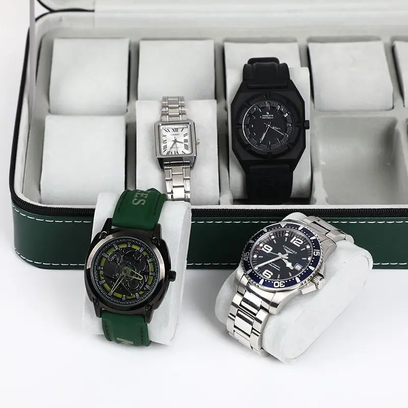 VANSIHO Multiple Colors 6 Slots Exquisite PU Zipper Jewelry Watch Box Leather For Man And Women Travel Display Case