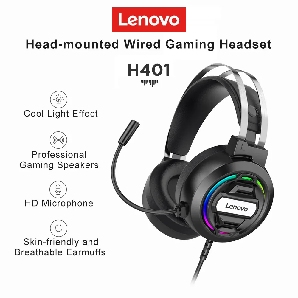 best laptop speakers Lenovo H401 HIFI Gaming Headset Gamer Headphones 7.1 Surround Sound For PS4 PC Computer Laptop With Microphone Wired Earphones wireless speakers for laptop