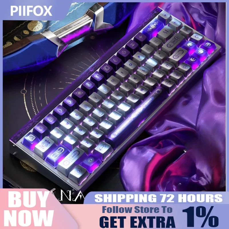 신제품 PIIFOX '스타 문 프리스트' 시리즈 금속 코팅 키캡 오리지널 공장 열 승화 공정 146 키 키캡