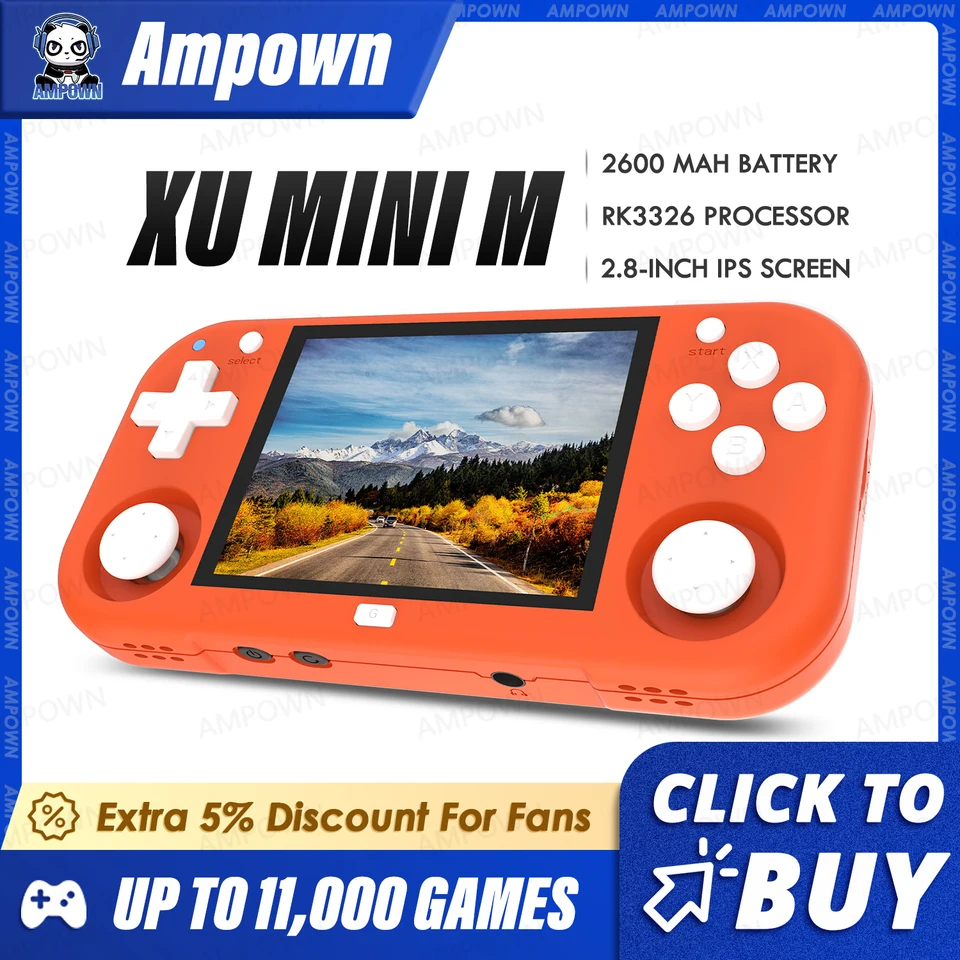 AMPOWN XU mini M ゲーム機 Ampown-xu mini mハンドヘルドゲームコンソール、2.8インチ画面