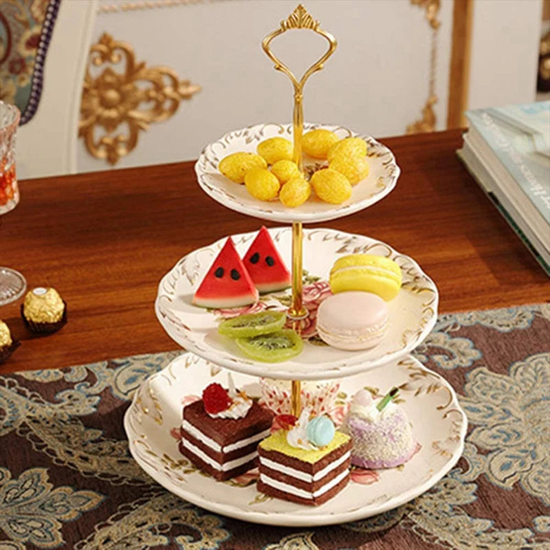 4 Set Of 3 Tier Cake Plate Stand Handle Hardware, 2 Styles Tiered