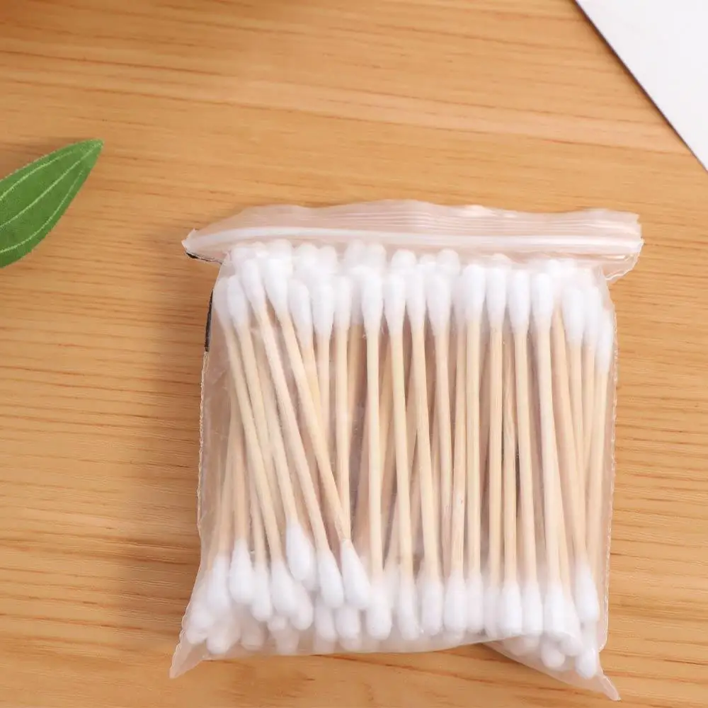 100PCS Double-Ended Disposable Cotton Swabs Manicures Wooden Hygiene Cotton Stick Ear Clean Beauty Cleaning Tampons Makeup Tool 6