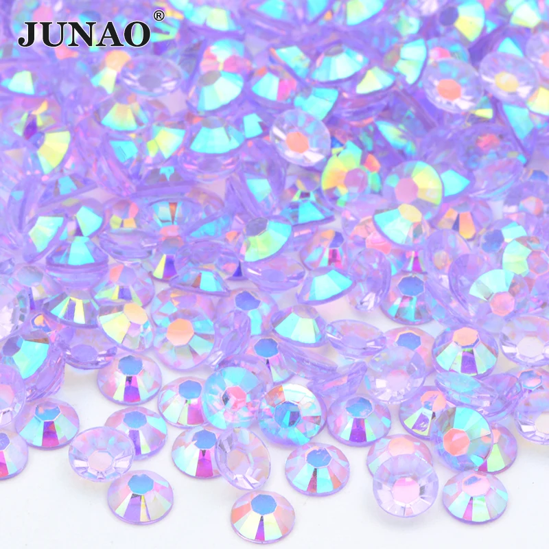 JUNAO Wholesale 2 3 4 5 6 mm Transparent Resin Rhinestone Bulk Flatback Strass Diamond Non Hot Fix Crystal Stones for DIY Crafts Garment Hooks