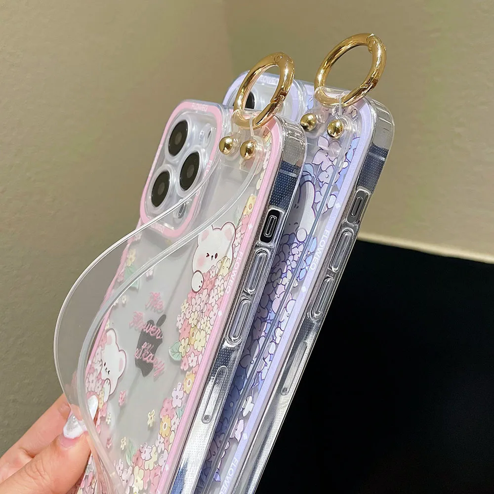 SoCouple Animal-Themed Wrist Strap Holder Case with Bear and Rabbit Design