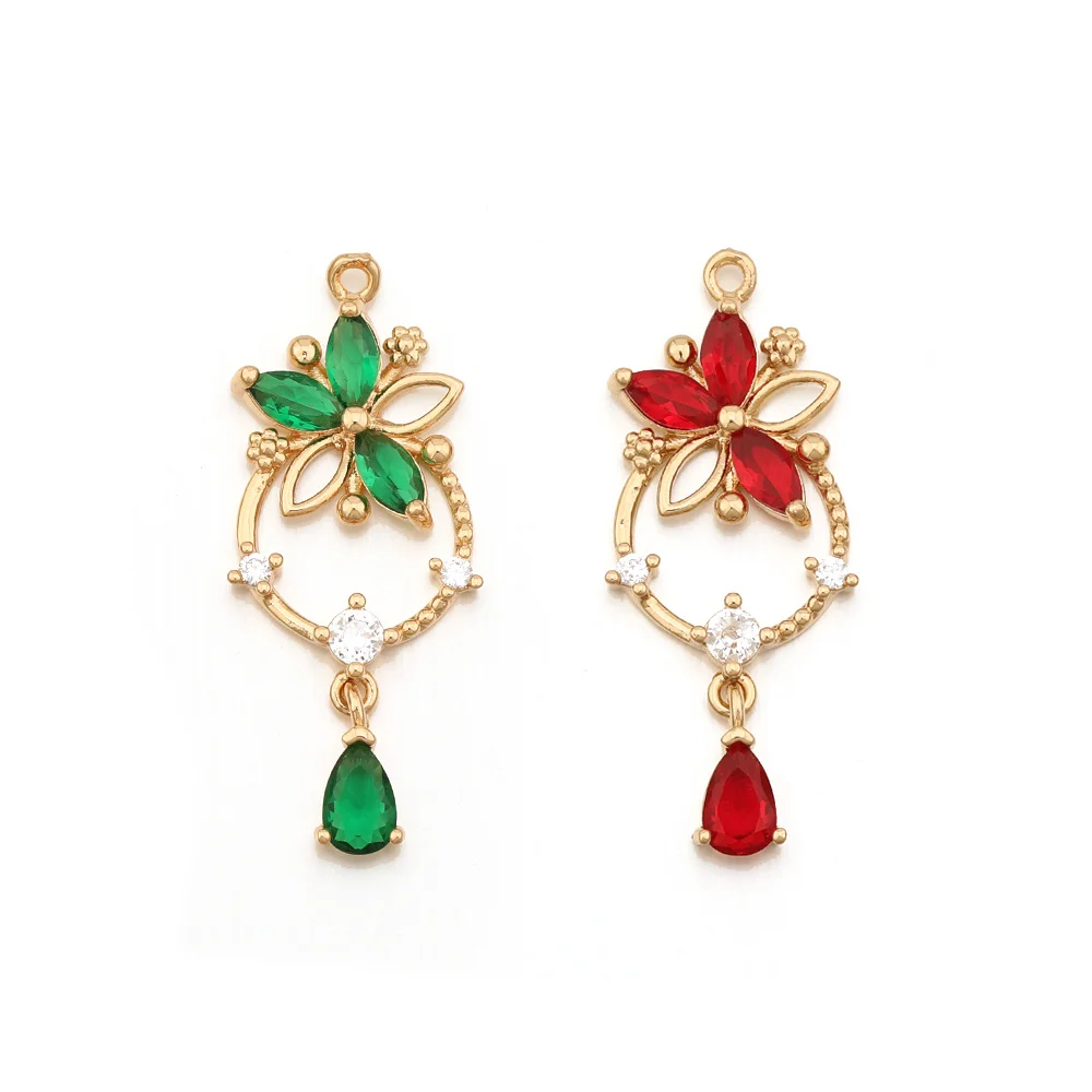 Cordial Design 14*33MM 50Pcs CZ Charms/Flower Shape/Hand Made/DIY Jewelry Parts/Jewelry Findings & Components/Rhinestone Pendant - cordial