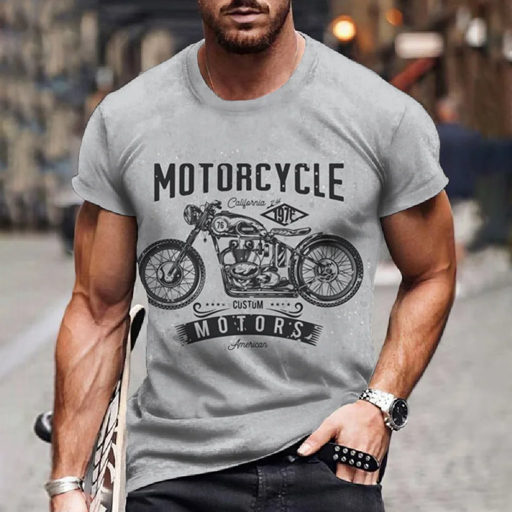 Vintage Men's T-Shirts 3d Motorcycle Printed T Shirts Motor