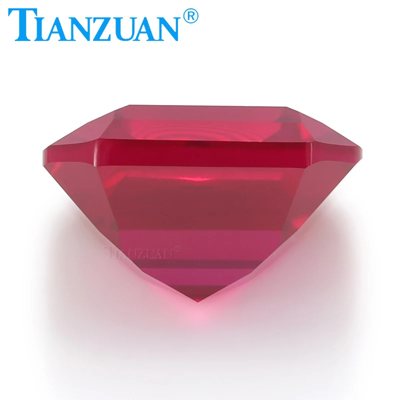 Synthetic Ruby 5# Red Color Square Shape Asscher Cut Corundum Stone clear loose stone jewelry making