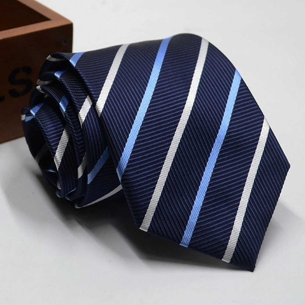 Classic Stripe Necktie - Business Formal Tie for Men 8cm Blue Black Pink Red