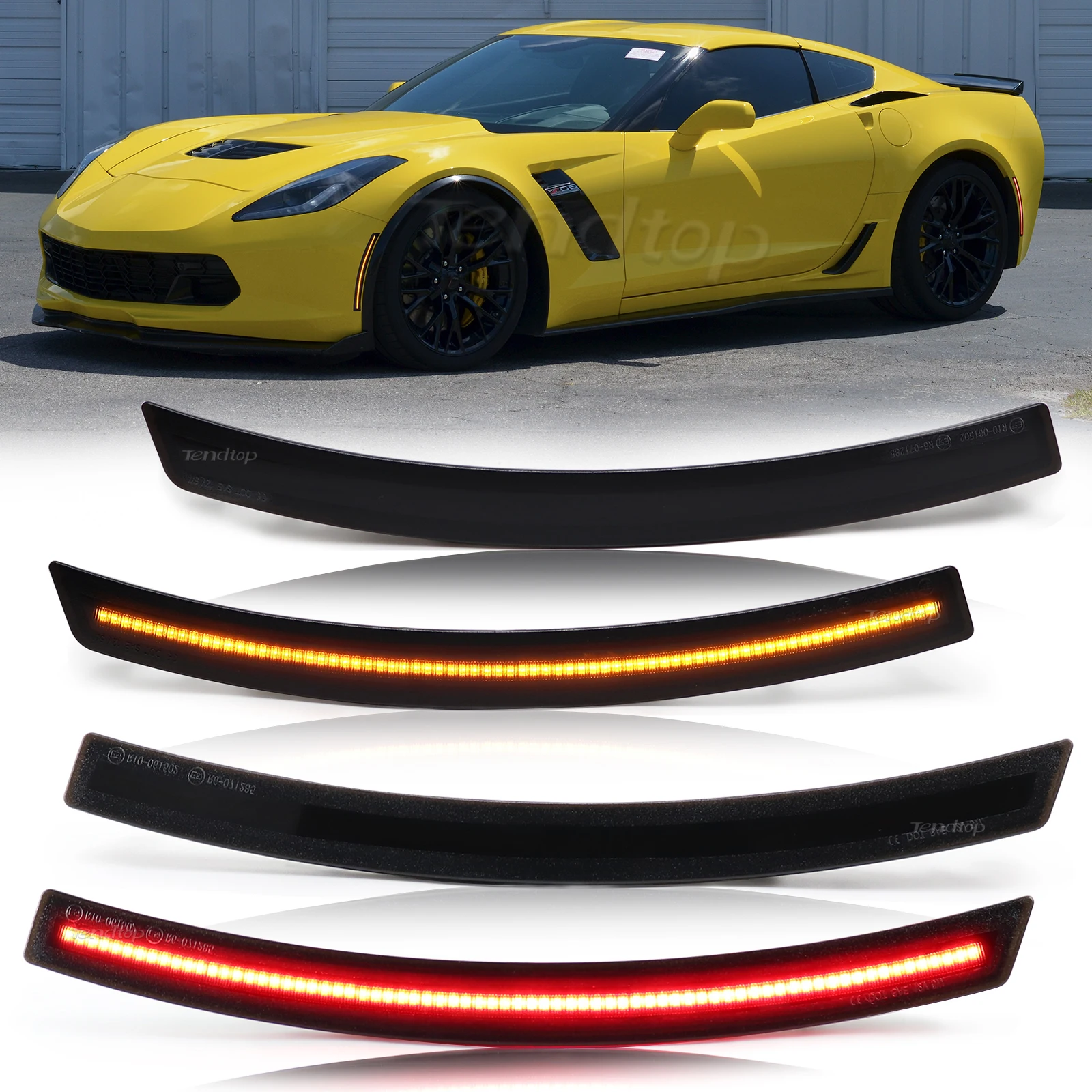 

4Pcs/Set For Chevrolet Corvette C7 2014 2015 2016 2017 2018 2019 Car Front Rear Bumper LED Side Marker Light Smoked Fender Lamp