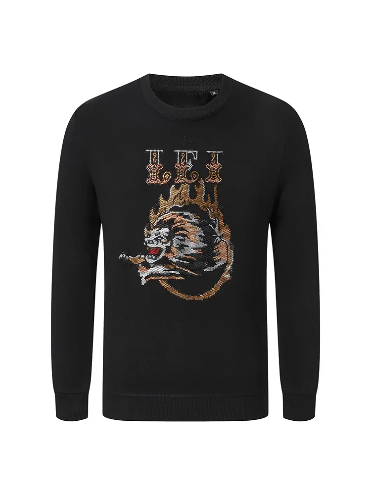 

2024 Sweater Men's Autumn Winter Classical Pullovers Lion Head Pattern Rhinestone Casual High Quality Hoodies Sweatshirts
