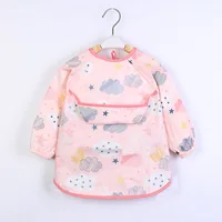 Baby Kids Toddler Long Sleeve Scarf Waterproof Art Smock Feeding Bib Apron Pocket Infant Boys Girls Burp Cloth Bandana Bibs 3