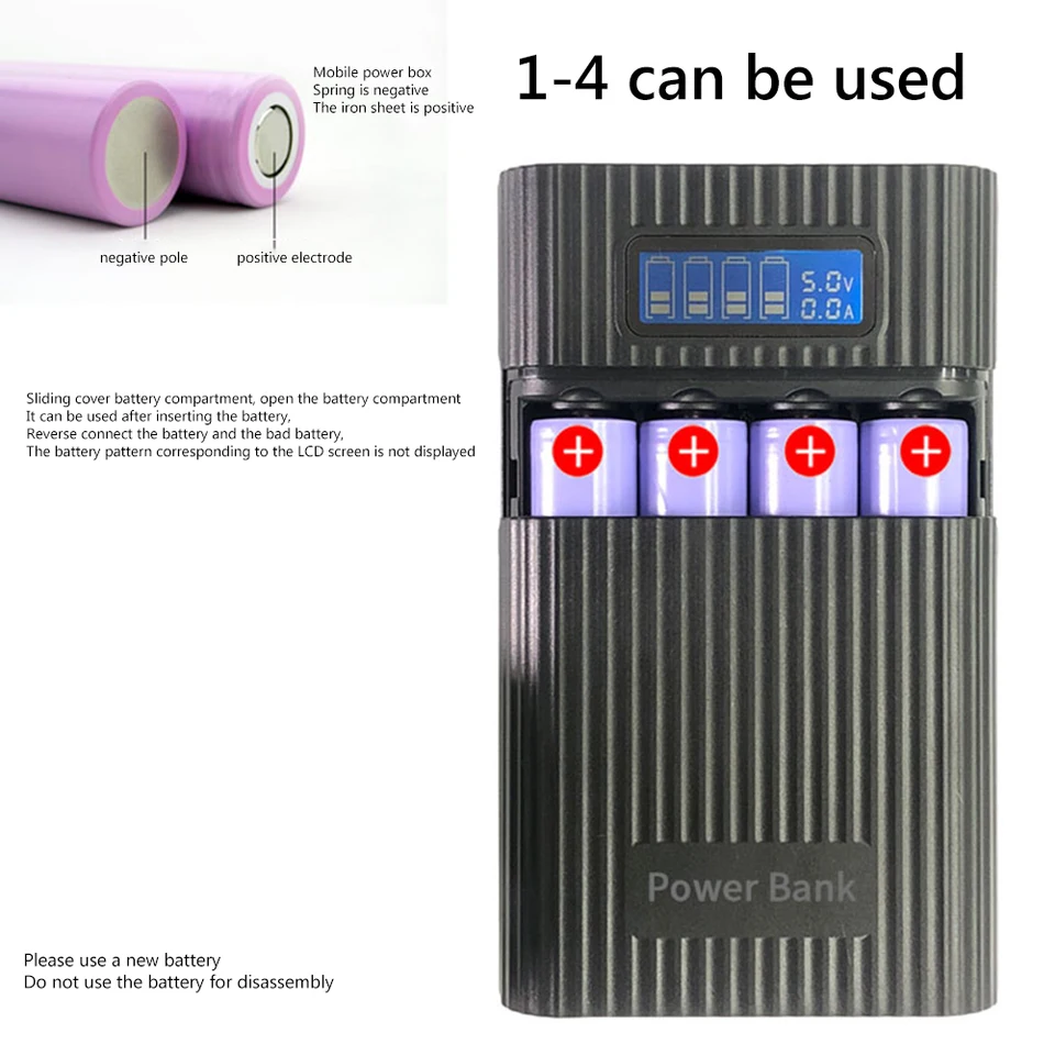 Power Bank Portatile Con Portalistino 18650, Caricabatterie USB Per Cellulari E Dispositivi Elettronici (Batteria NON Inclusa) - 4
