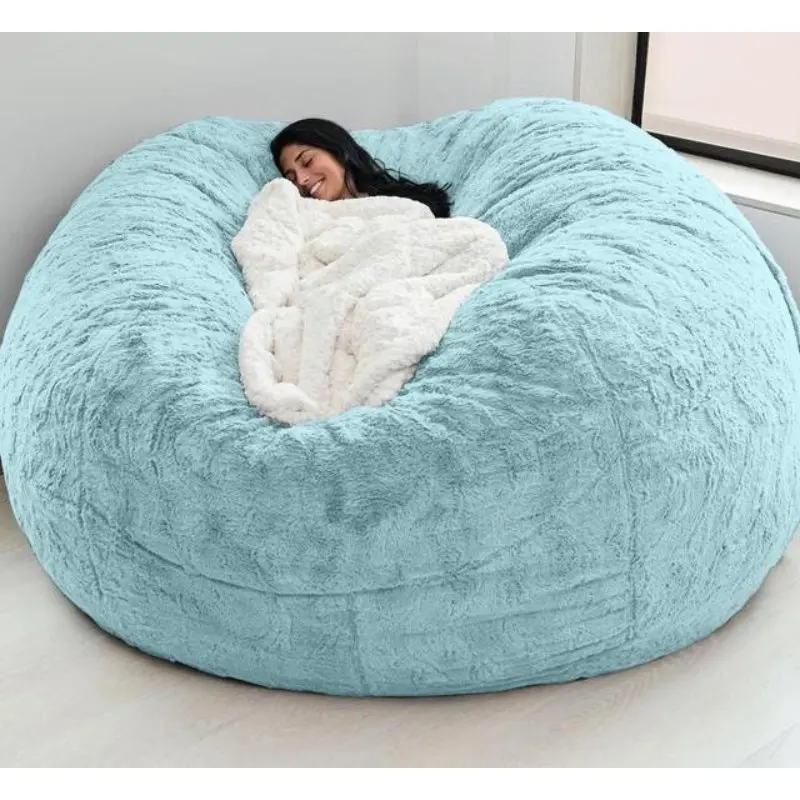 Big Round 6ft Bean Bag Chair Comfort Soft Giant Fluffy BeanBag Lazy Sofa Bed Cover Recliner Pouf for Adults Cover Dust-proof