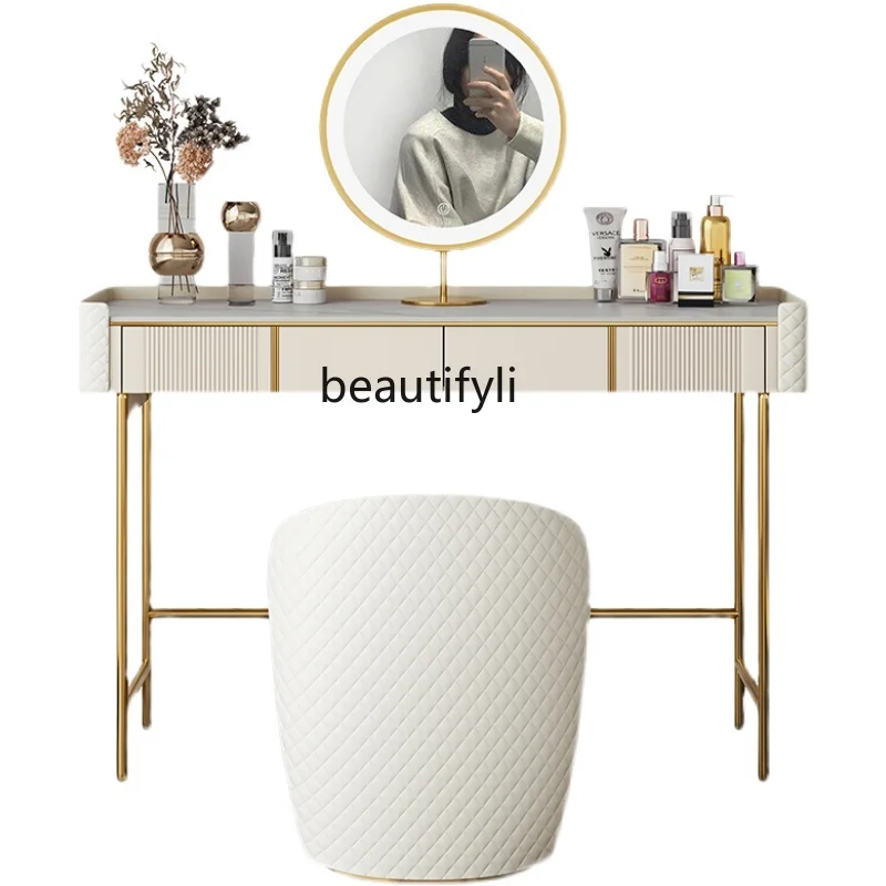 

Italian-Style Light Luxury Dressing Table Modern Minimalist round Bay Window Makeup Table Nordic Bedroom Dresser furniture