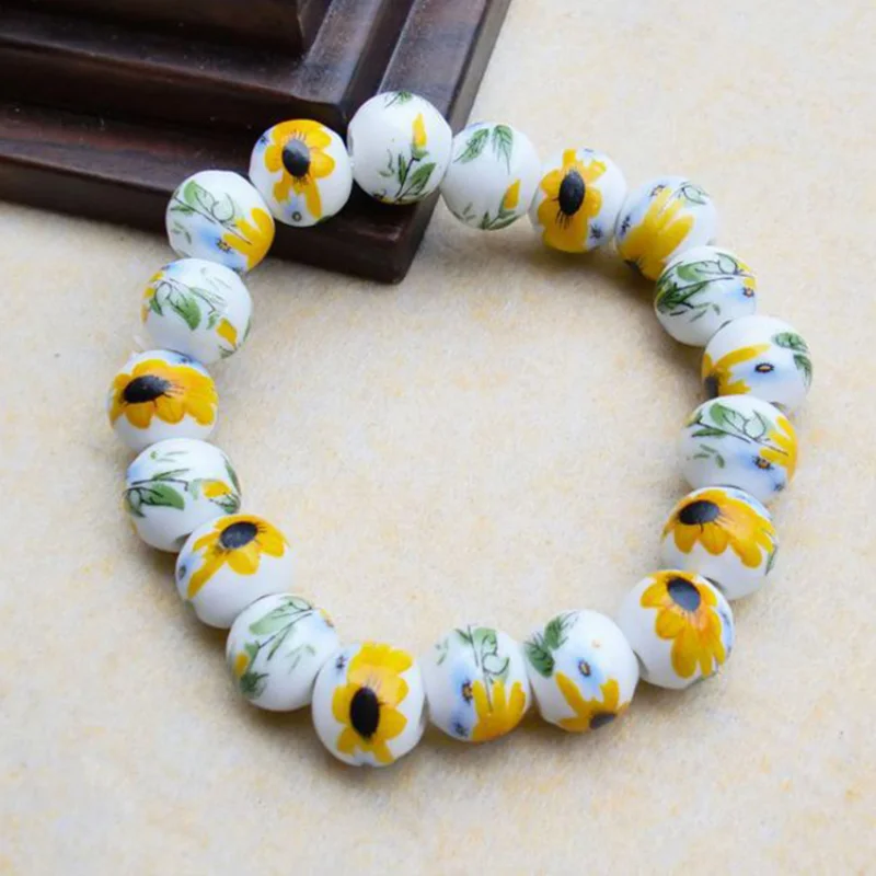 

Natural Yellow-green Hand-carved Beads Jingdezhen Porcelain Bracelet Fashion Boutique Jewelry Men's and Women's Bracelet Gifts