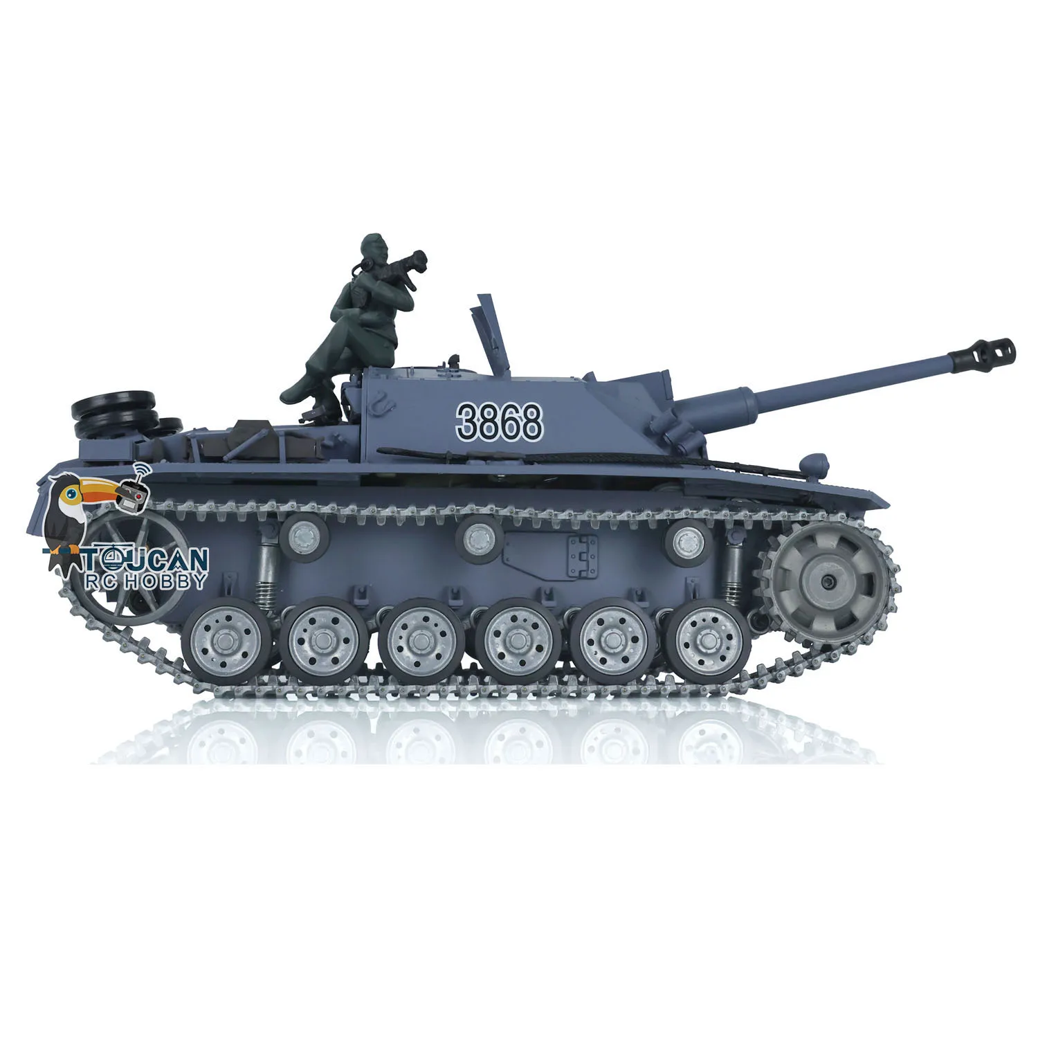 Heng Long 1/16 Scale 7.0 Customized Stug III RTR RC Battle Tank 3868 Model Metal Tracks Wheels Cars Toys for Boys TH17423 4