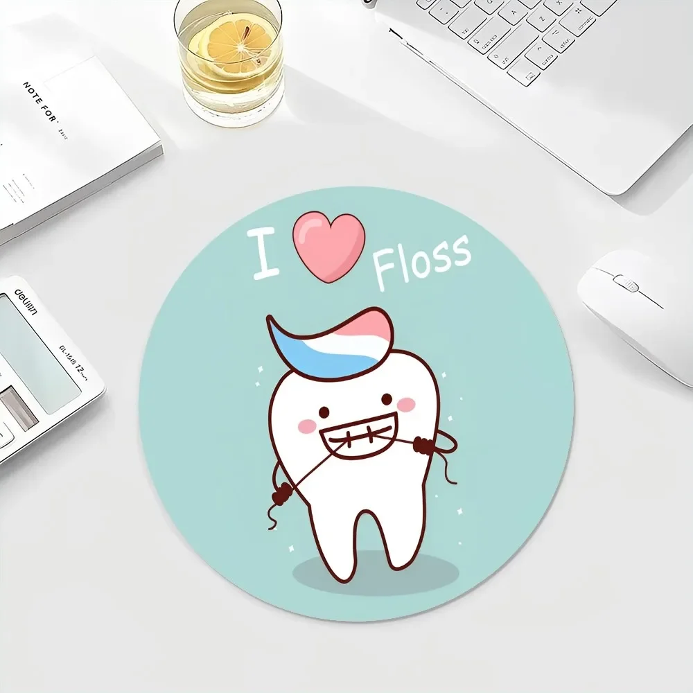 Wisdom Teeth Dentist ToothSmall Round Office Student Gaming Thickened Writing  Non-slip Cushion Mouse Pad for PC Computer Table 6