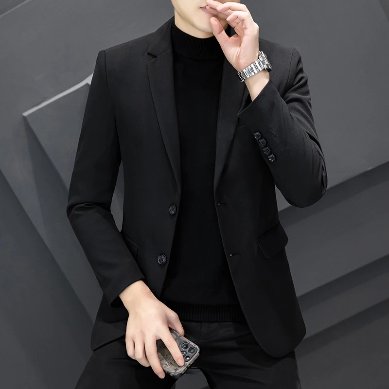 New Spring and Autumn Season Plus Cotton Thickened Two-button Men's Suit Casual Coat Korean Version of The Trend Men's Suit 3