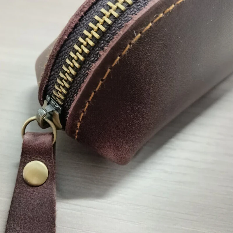 1Pc 빈티지 가죽 연필 가방 간단한 문구류 Hoder 펜 케이스 보관 가방 지퍼 연필 주머니 안경 상자 학교 용품