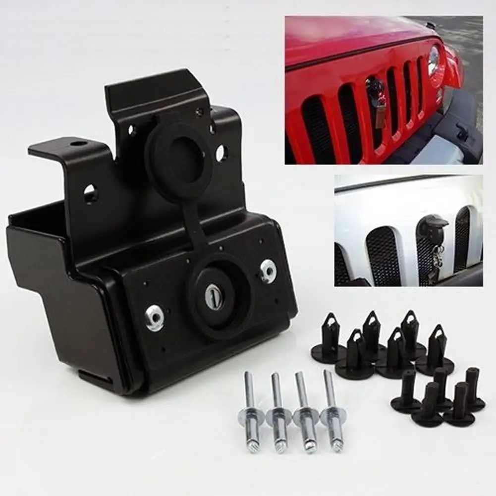 

Car Engine Locks Hood Latch Catch With Key Lock For Jeep Wrangler JK 2007-2017 Car Anti-Theft Hood Latch Catch Engine Cover