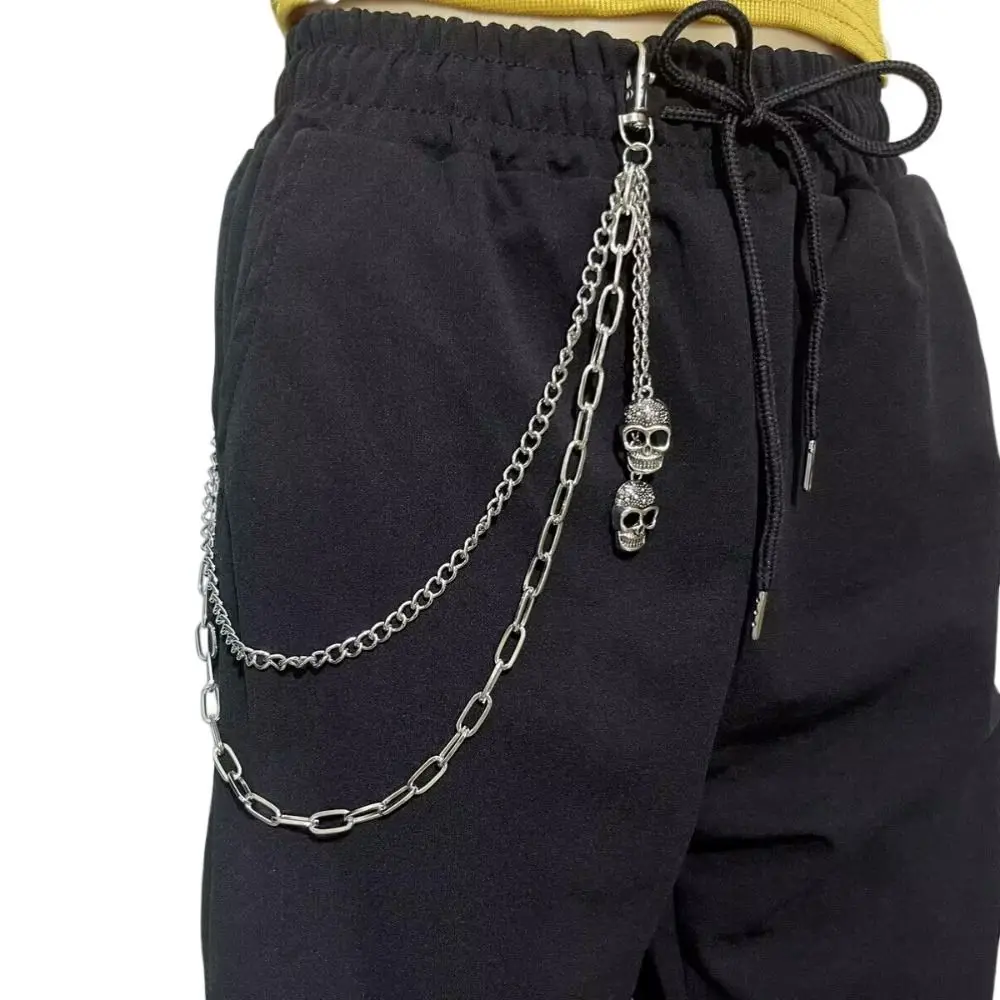 

Zinc Alloy Skull Waist Chain Hip Hop Tassel Multi-layer Skull Pants Chain Gothic Harajuku Punk Belt Chain Male