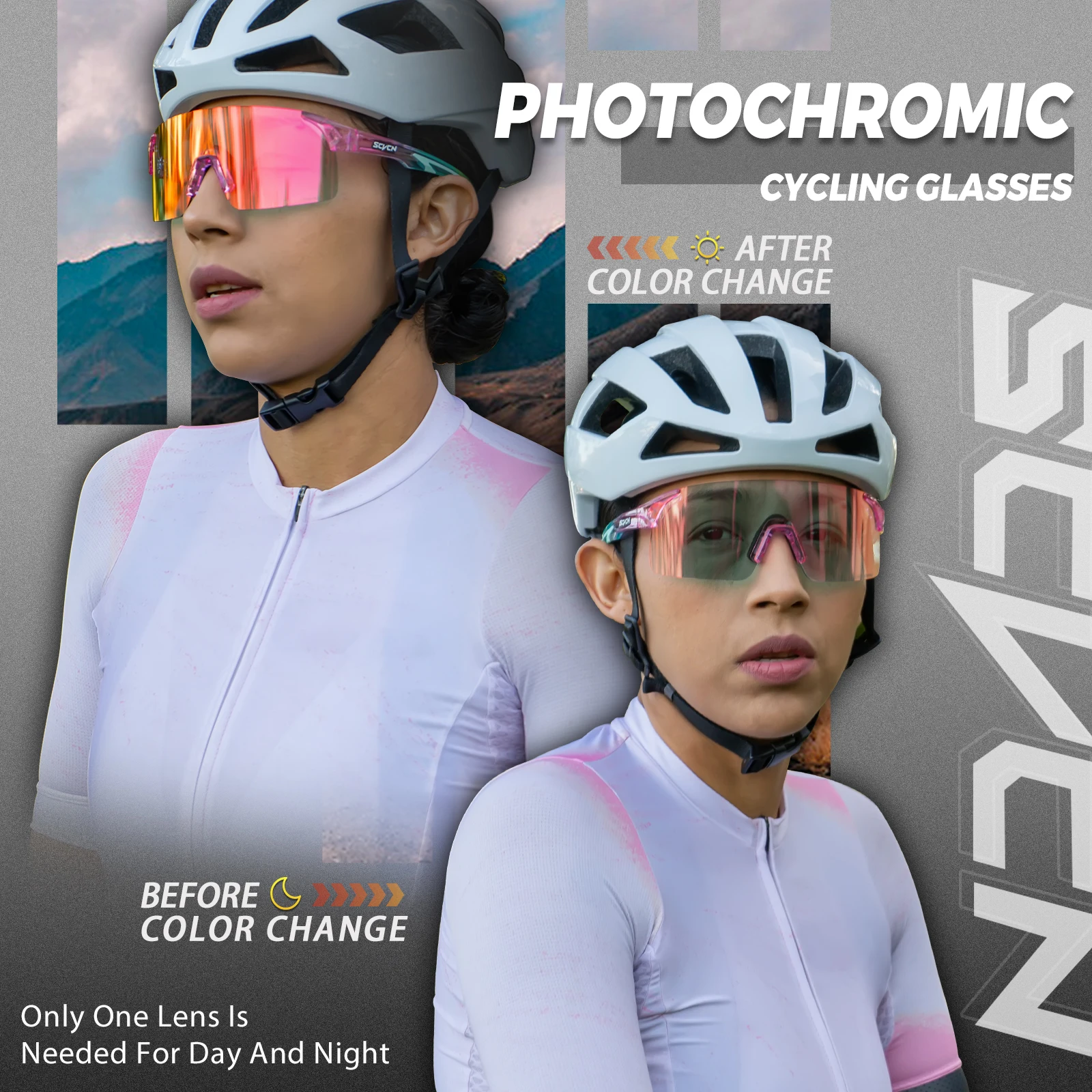카프보에 변색 선글라스 (자전거, 야외 스포츠, MTB, 낚시, 하이킹용)