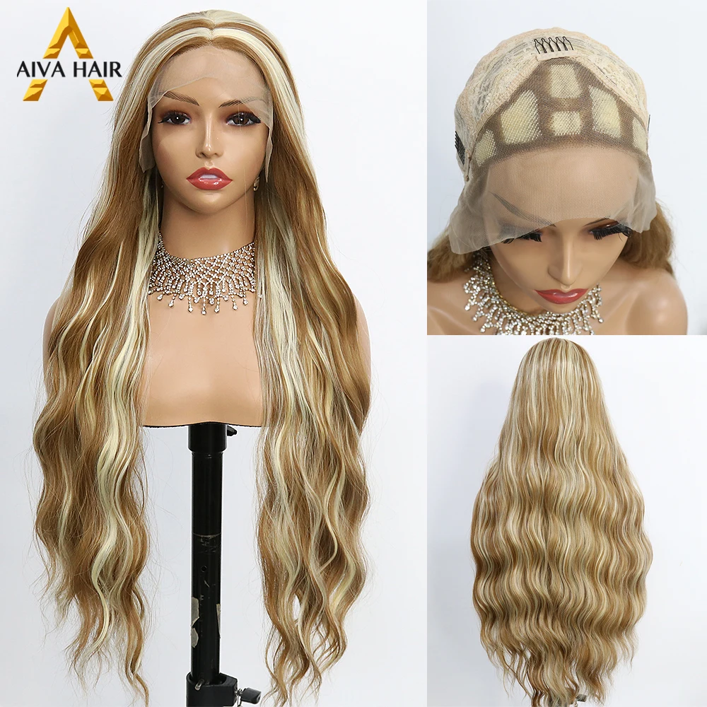 

Blonde Brown Color Synthetic 13x4 Lace Front Loose Wave High Temperature Fiber Glueless Cosplay Wigs For Black Women Pre Plucked