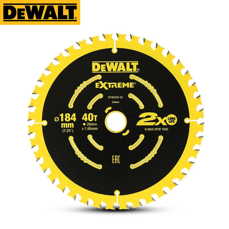 

Дисковая пила DEWALT DT90259 2X Life 184 мм X 40 т с зубцами, лезвие для точной резки из твердого металла, многофункциональный инструмент, деталь пилы