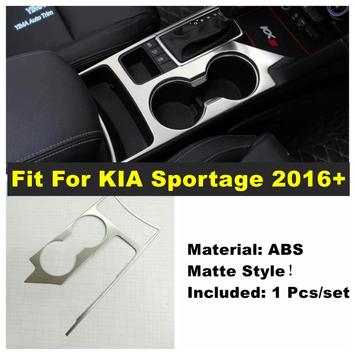

Car Transmission Gear Shift Water Cup Holder Panel Decoration Cover Trim For KIA Sportage 2016 - 2020 Matte Interior Accessories