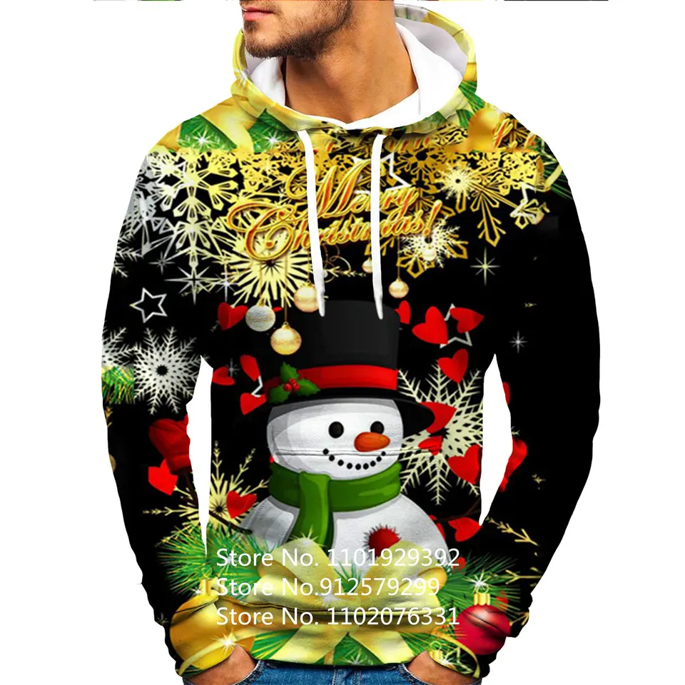 2026 3D Gedrukt Kerstman Hooded Sweatshirt Kerstvakantie Volwassen