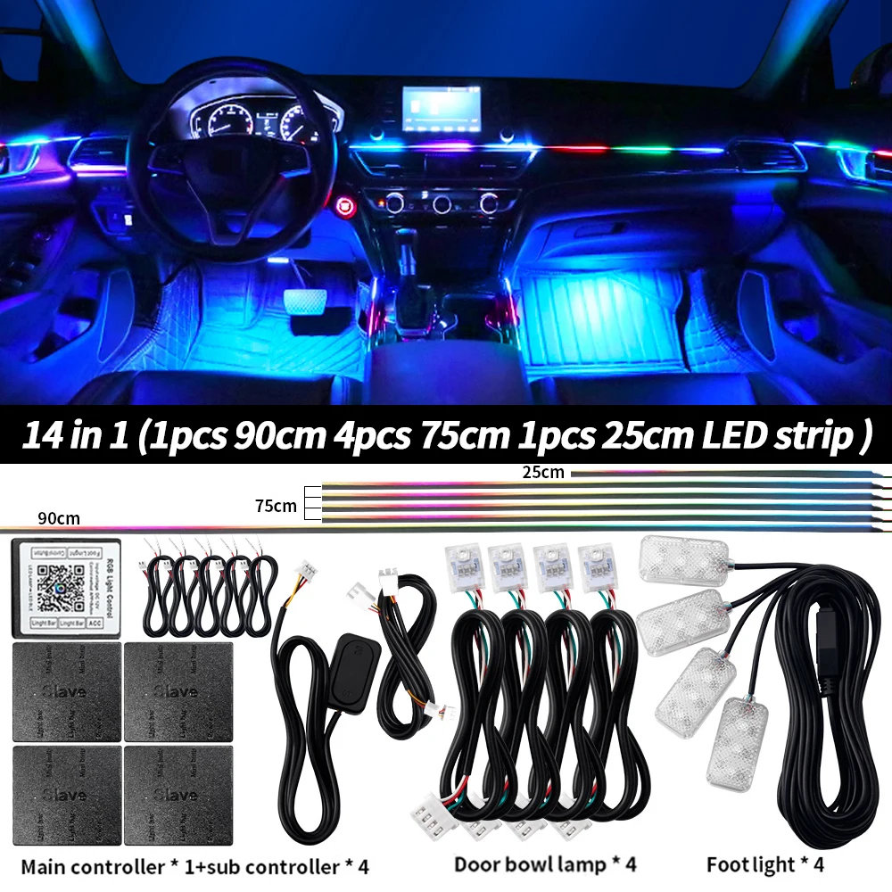 ตัวเลือกสินค้า แถบไฟ LED ปรับสีได้ 213 สี สำหรับตกแต่งภายในรถ