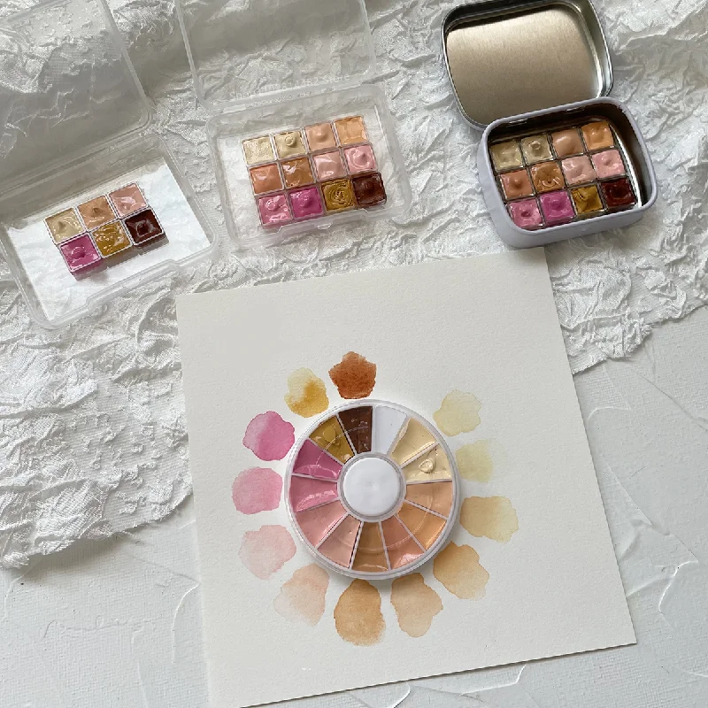 1ml/2ml Watercolor Skin Tone Solid Small Grid Divided Paint Set DIY Hand-painted Watercolor Painting Nail Color Acrylic Paint