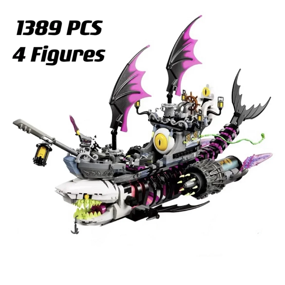 

2023 New 71469 Dream Nightmare Shark Ship Building Blocks Toy Set Ship Monster Vehicle Toy for Creative Play Gift for Kids