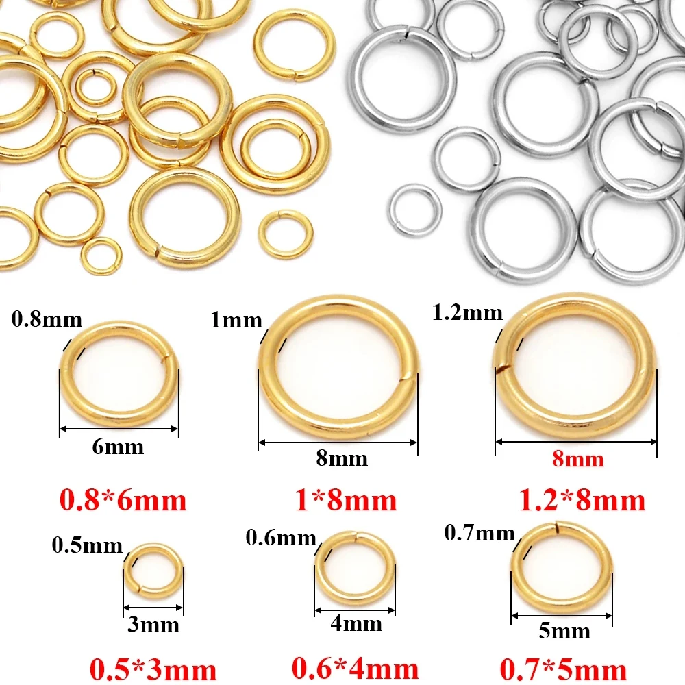 4mm 5mm 6mm 7mm 8mm Gold Stainless Steel Jump Rings Open Split Ring Connectors for DIY Jewelry